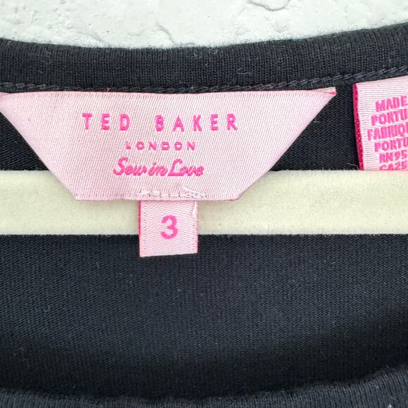 Ted Baker Womens Ayrina Top Blouse Size 8 Glistening Gem Jewel  Mix Media Black - Picture 2 of 5